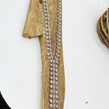 Lange Silberkette mit Plättchen "Sam", Zamak